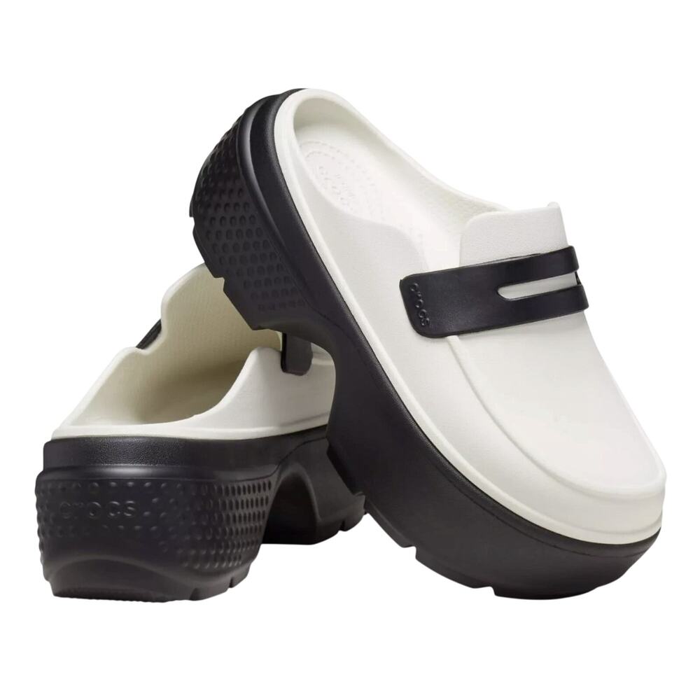 Crocs Stomp Loafer White Linen Black Shoes Womens 9 Mens 7